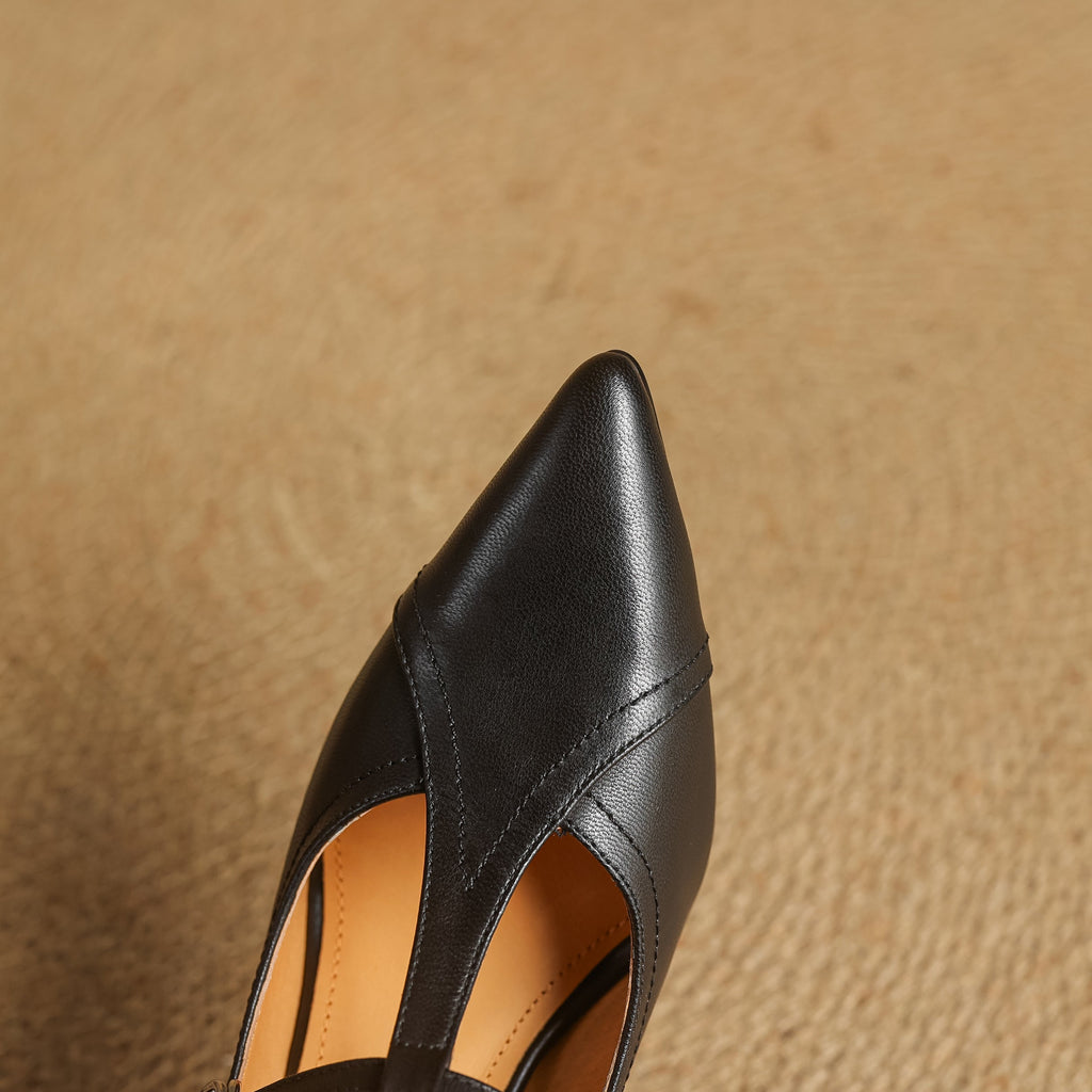 Women’s Vintage Pointed Toe T-Strap Pumps | Stiletto Heel