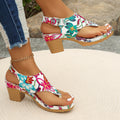 Women's Floral Chunky Block Heel Sandals | Platform Slingbacks