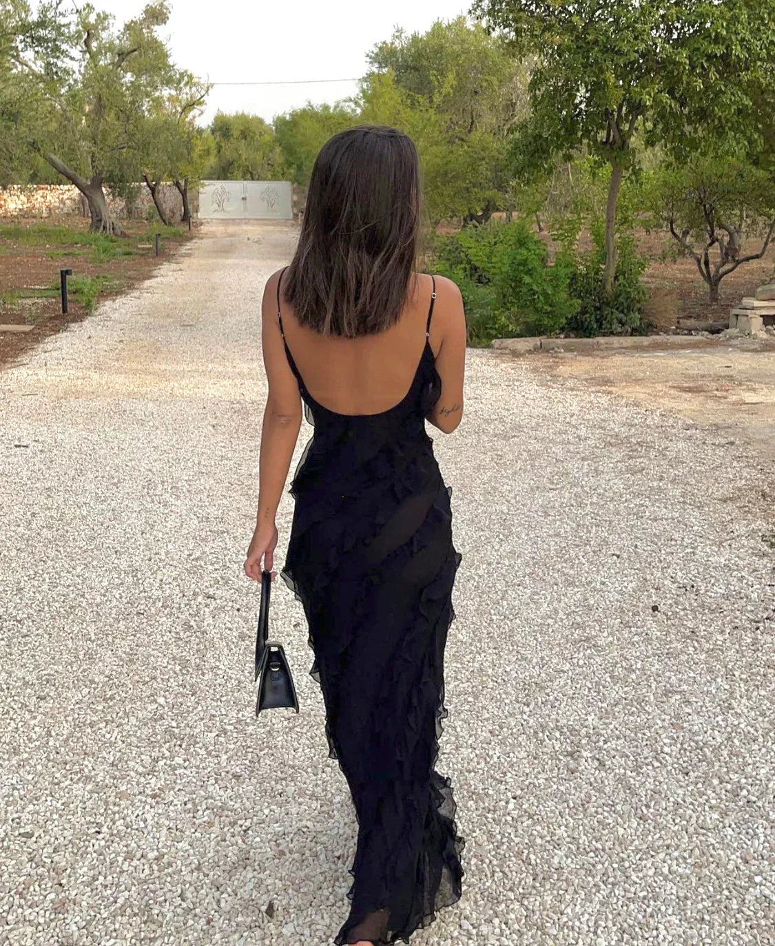 Ruffle Maxi Dress with Spaghetti Straps for Women - Pamela