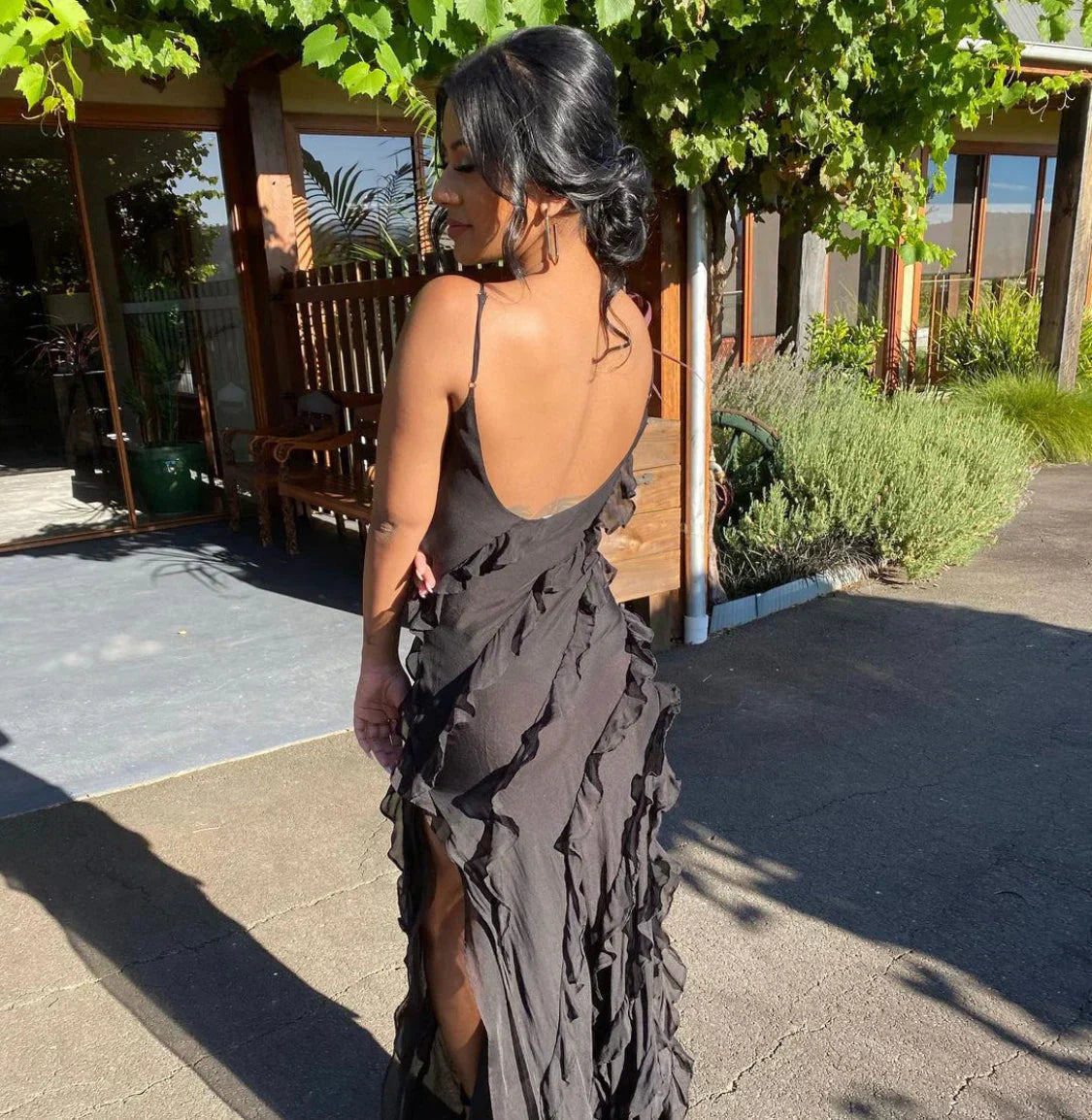 Ruffle Maxi Dress with Spaghetti Straps for Women - Pamela