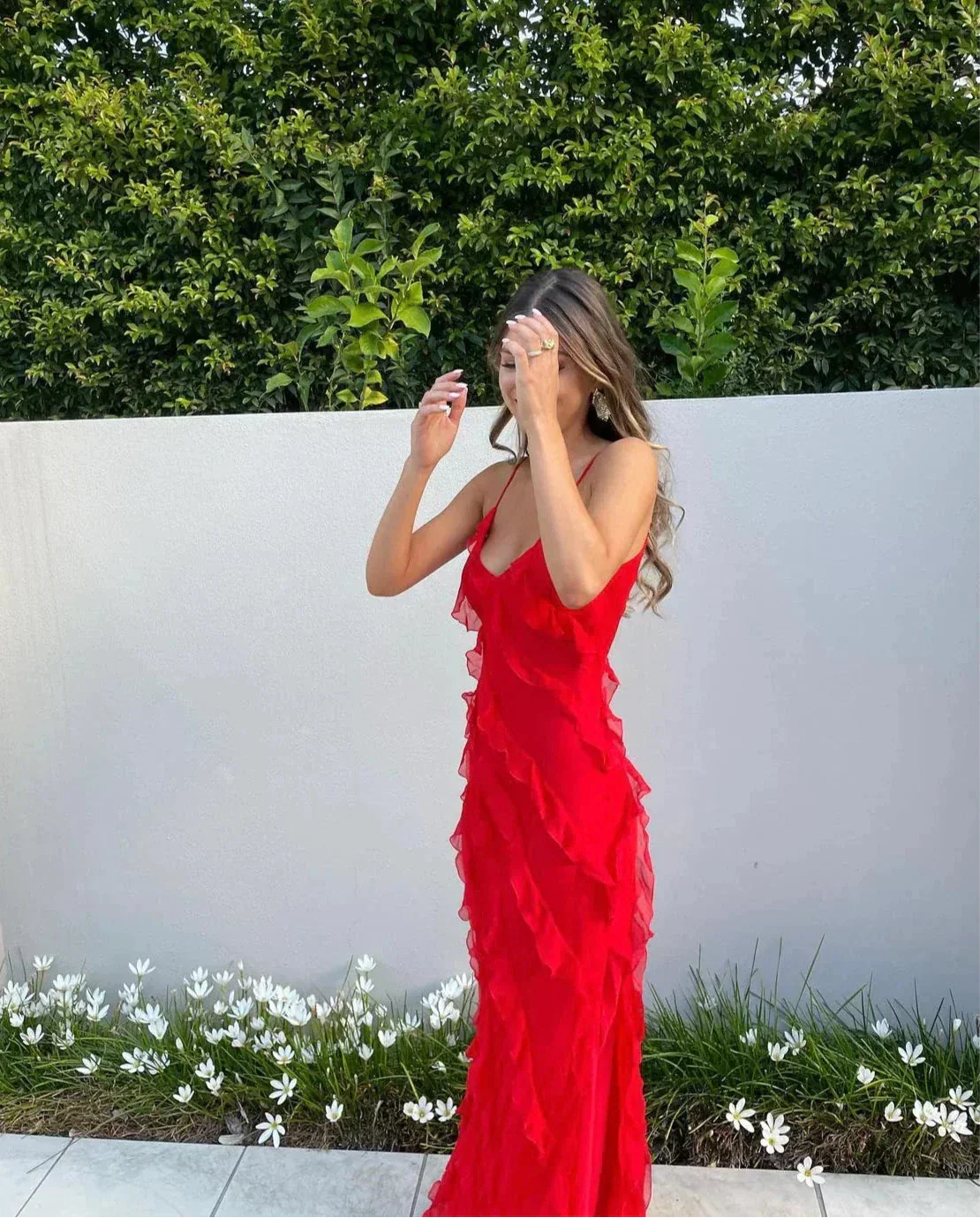 Ruffle Maxi Dress with Spaghetti Straps for Women - Pamela