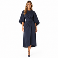 Elegant Women's Dress with Lantern Sleeves and Belt