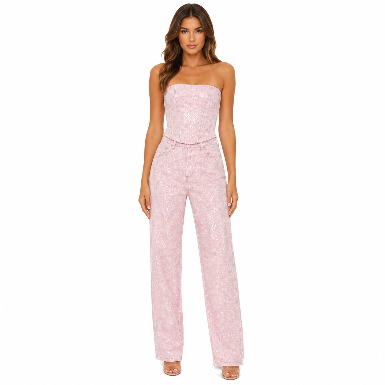 Elegant Women's Top and Pants Set | Glitter