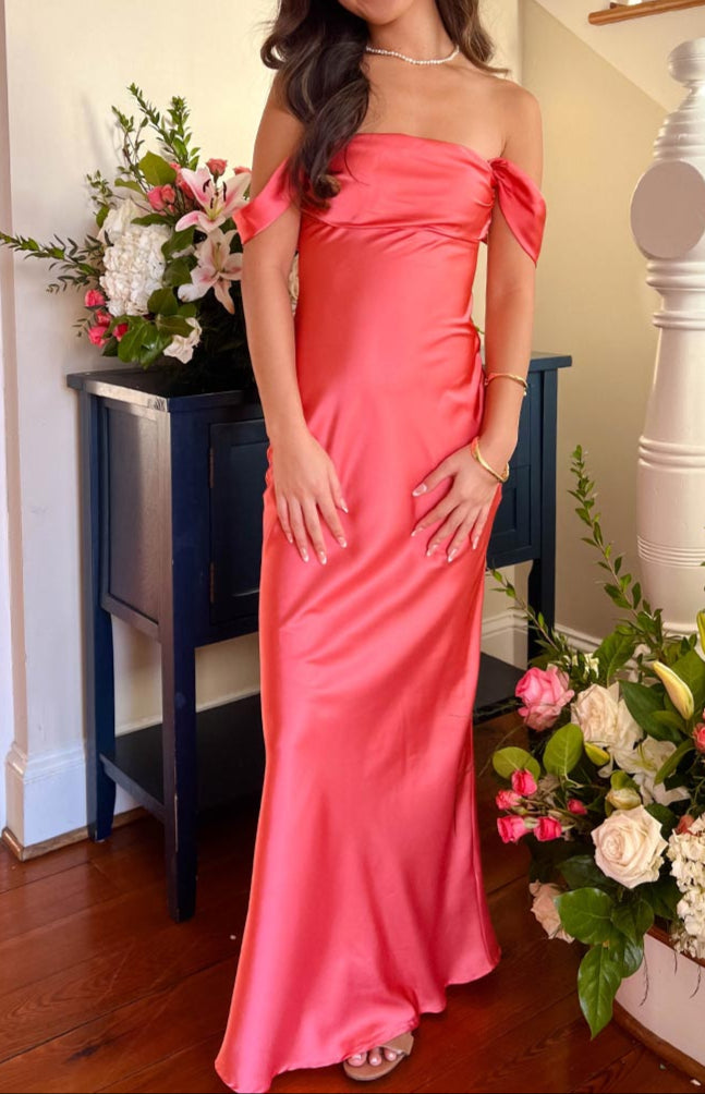 Chiara Pink Off Shoulder Formal Dress