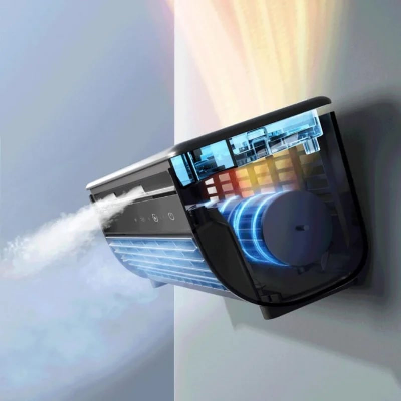 Compact Wall-Mountable Air Conditioner with Quick Cooling and Extended Battery Life