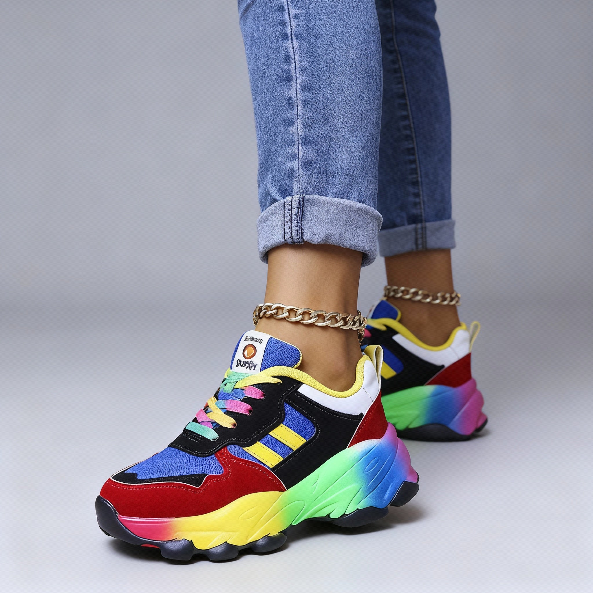 Colorful Women's Sporty Platform Sneakers