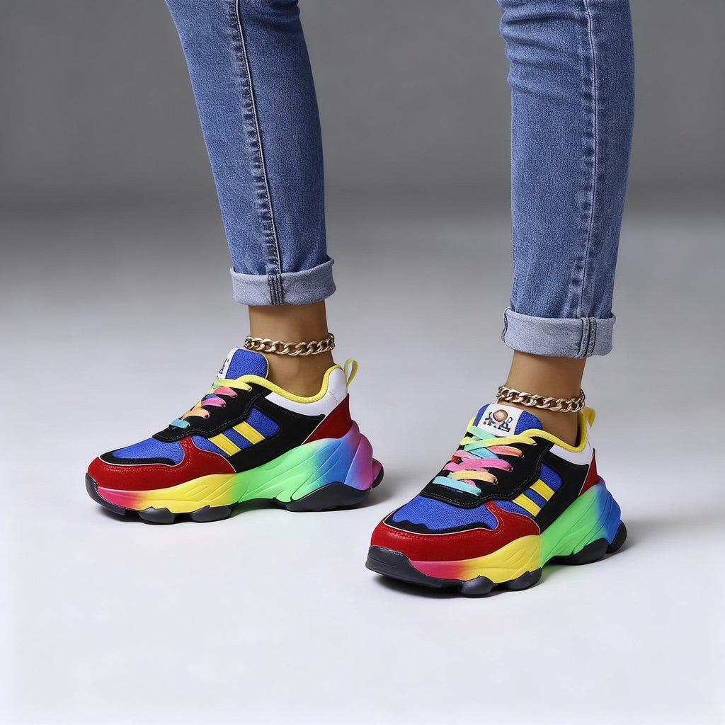 Colorful Women's Sporty Platform Sneakers
