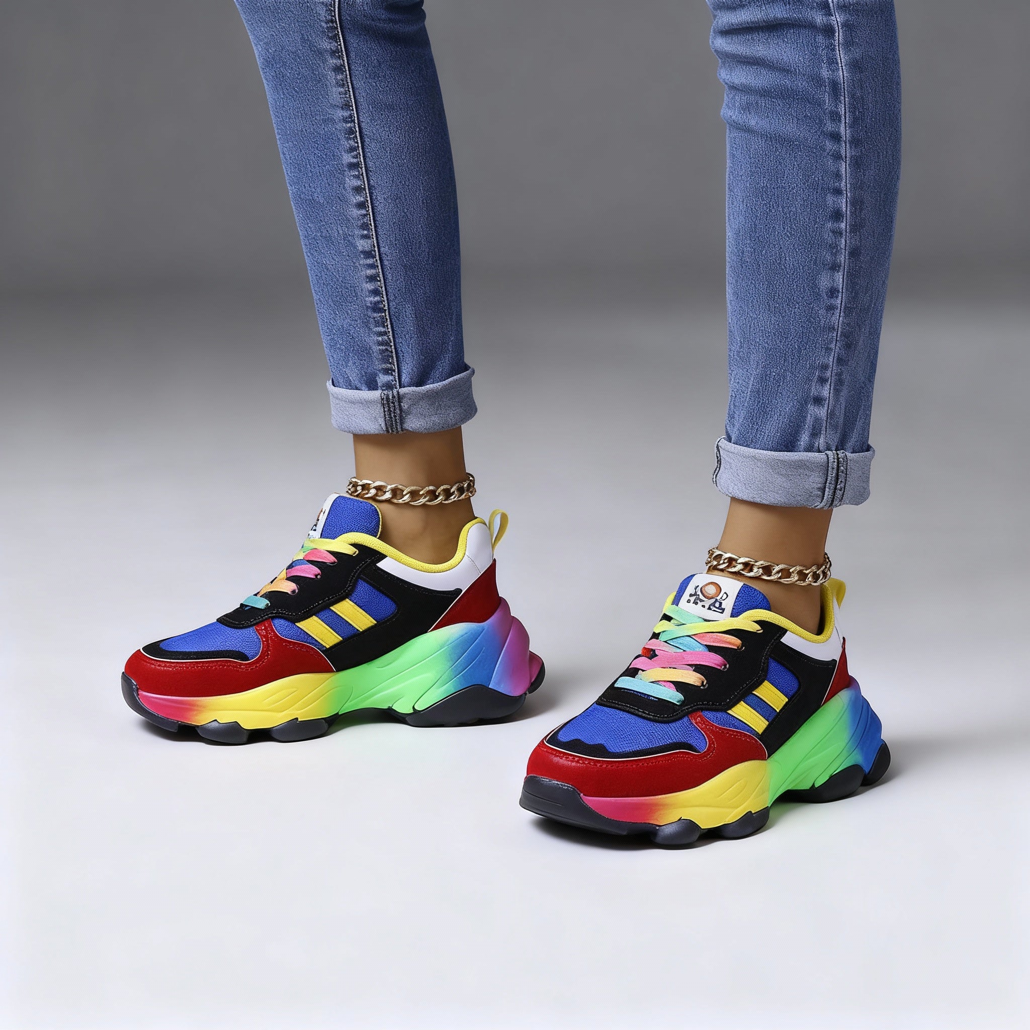 Colorful Women's Sporty Platform Sneakers