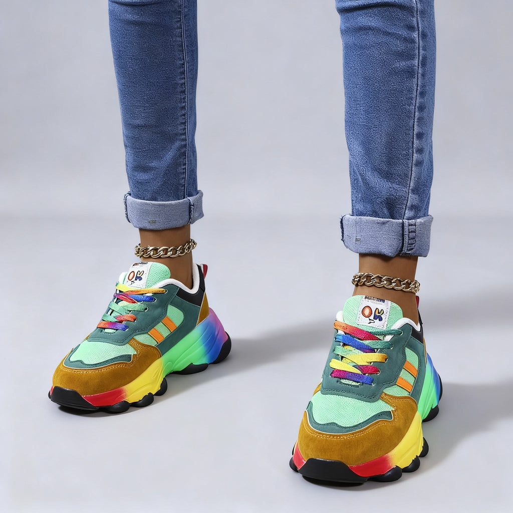 Colorful Women's Sporty Platform Sneakers