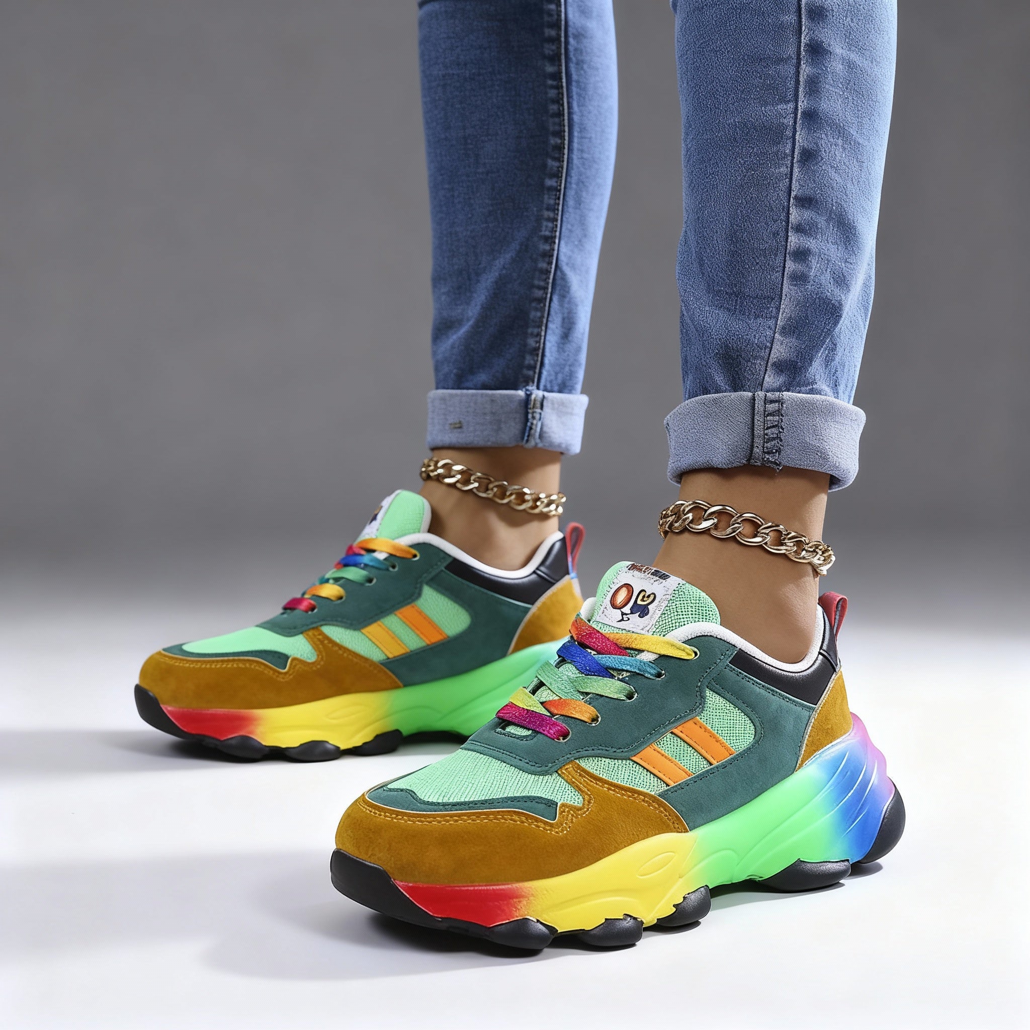 Colorful Women's Sporty Platform Sneakers