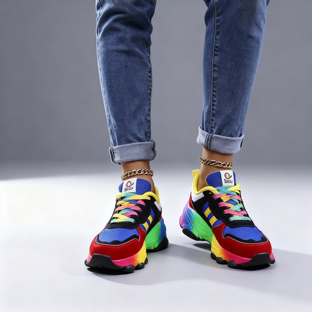 Colorful Women's Sporty Platform Sneakers