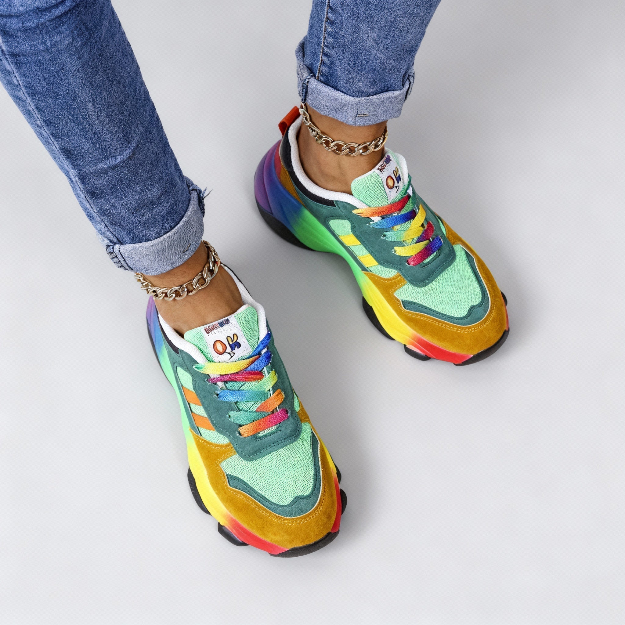Colorful Women's Sporty Platform Sneakers