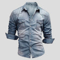 Men's Long Sleeve Button-Up Shirt with Chest Pockets
