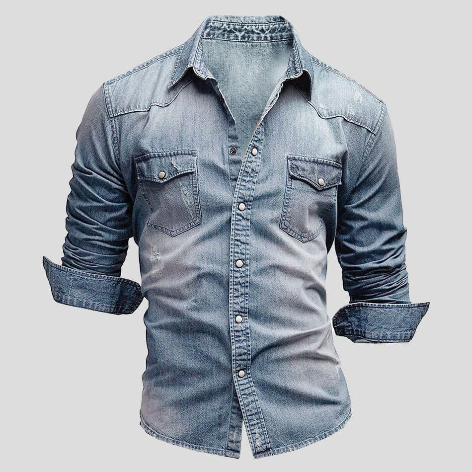 Men's Long Sleeve Button-Up Shirt with Chest Pockets