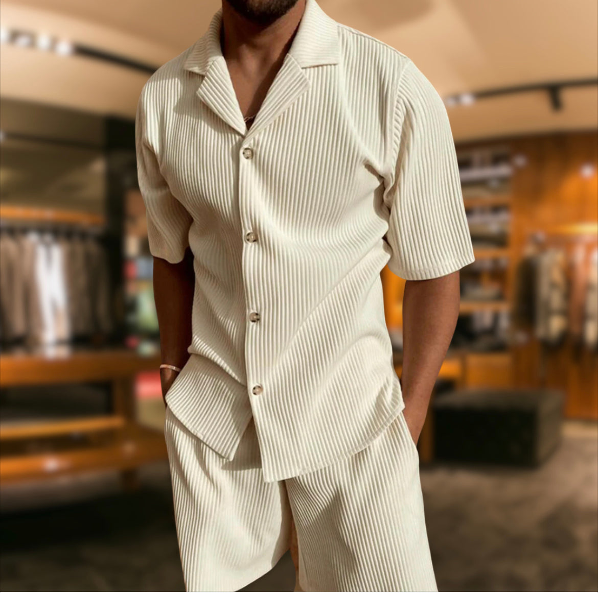 Men's Summer Shirt and Shorts Set | Two-Piece Outfit