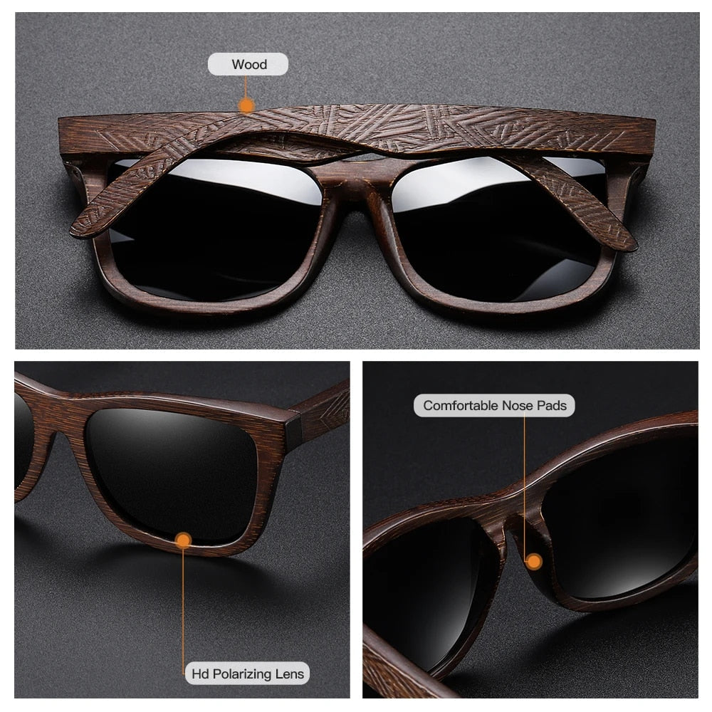 Unisex Retro Classic Wooden Frame Sunglasses | Polarized