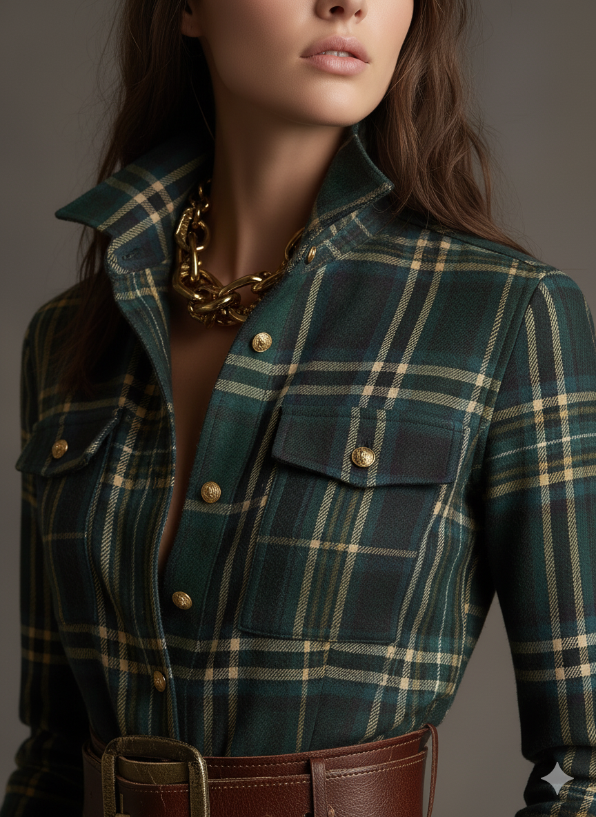Women's Plaid Maxi Shirt Dress | Long Sleeve