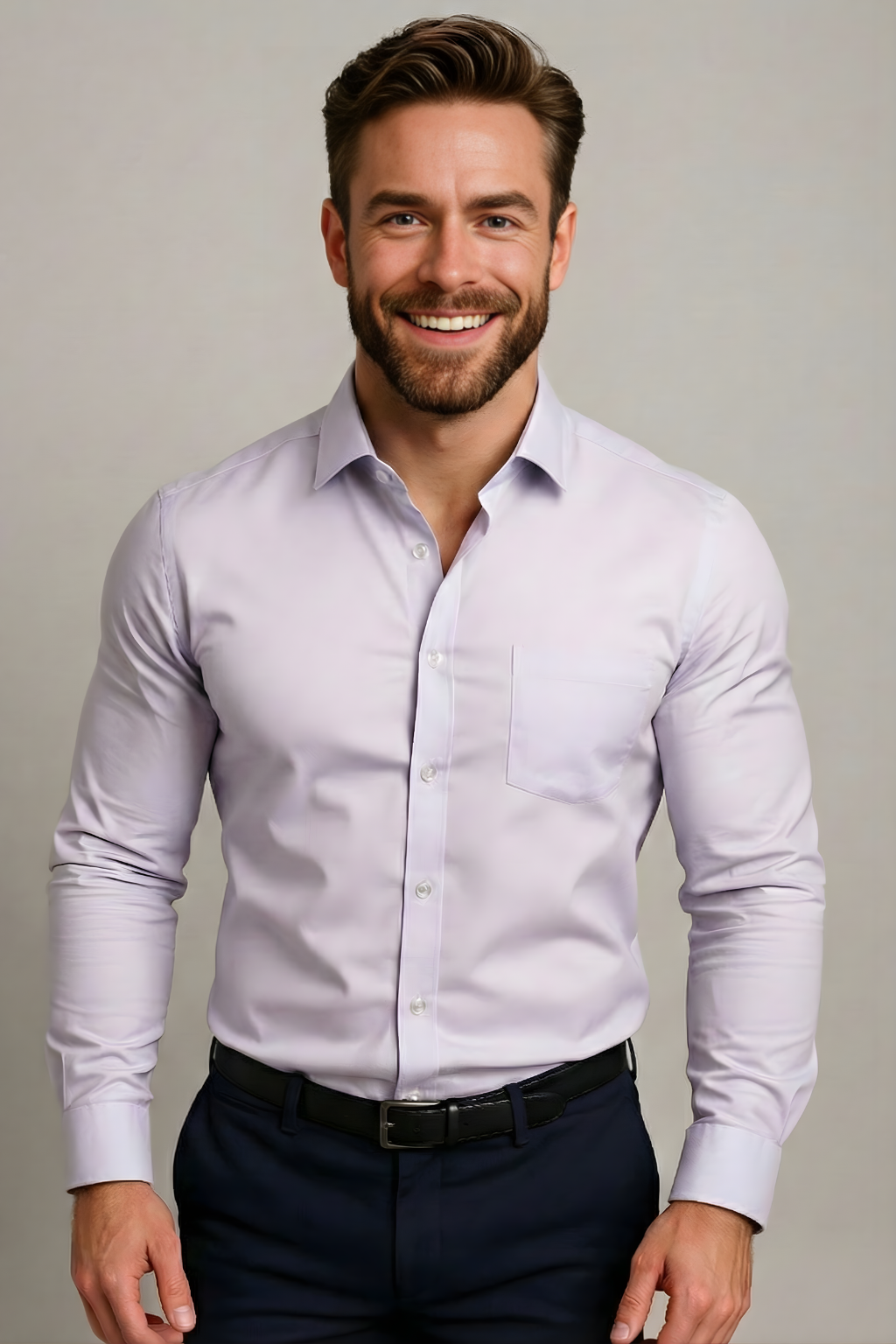 Men's Long Sleeve Button-Down Dress Shirt | Breathable Fabric