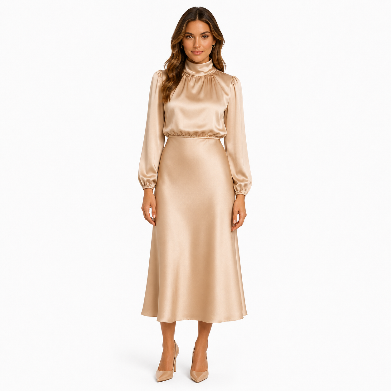 High Waist Midi Dress for Parties