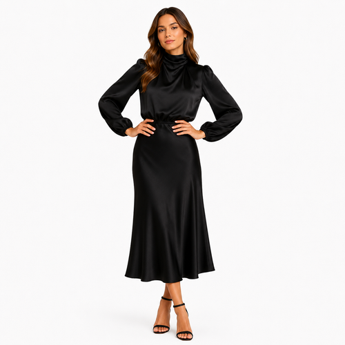 High Waist Midi Dress for Parties