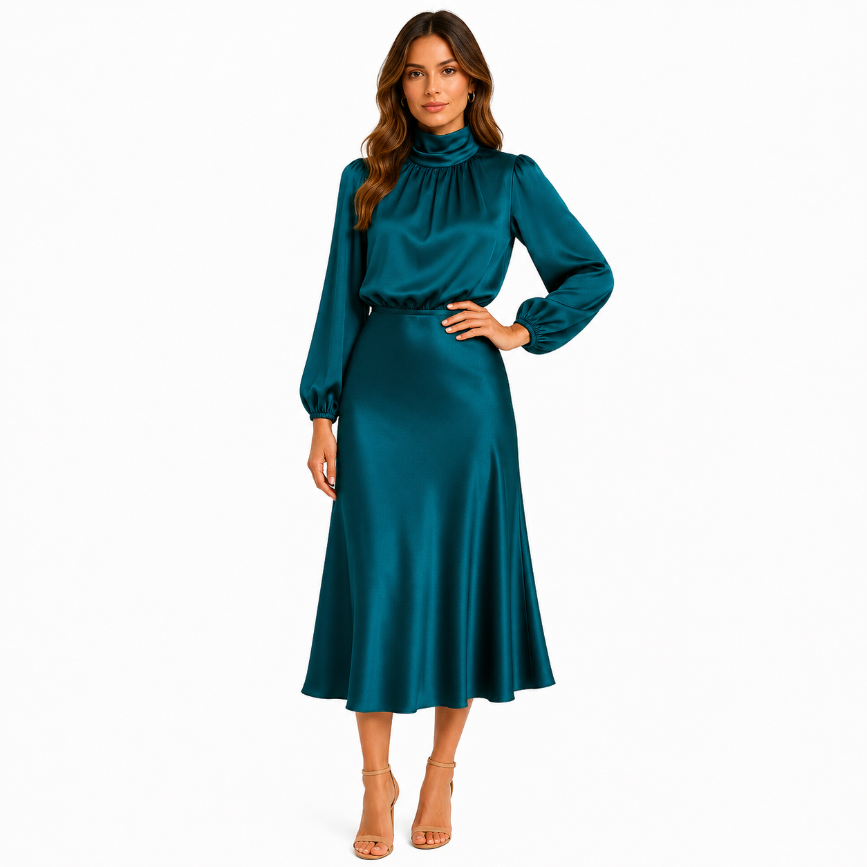 High Waist Midi Dress for Parties