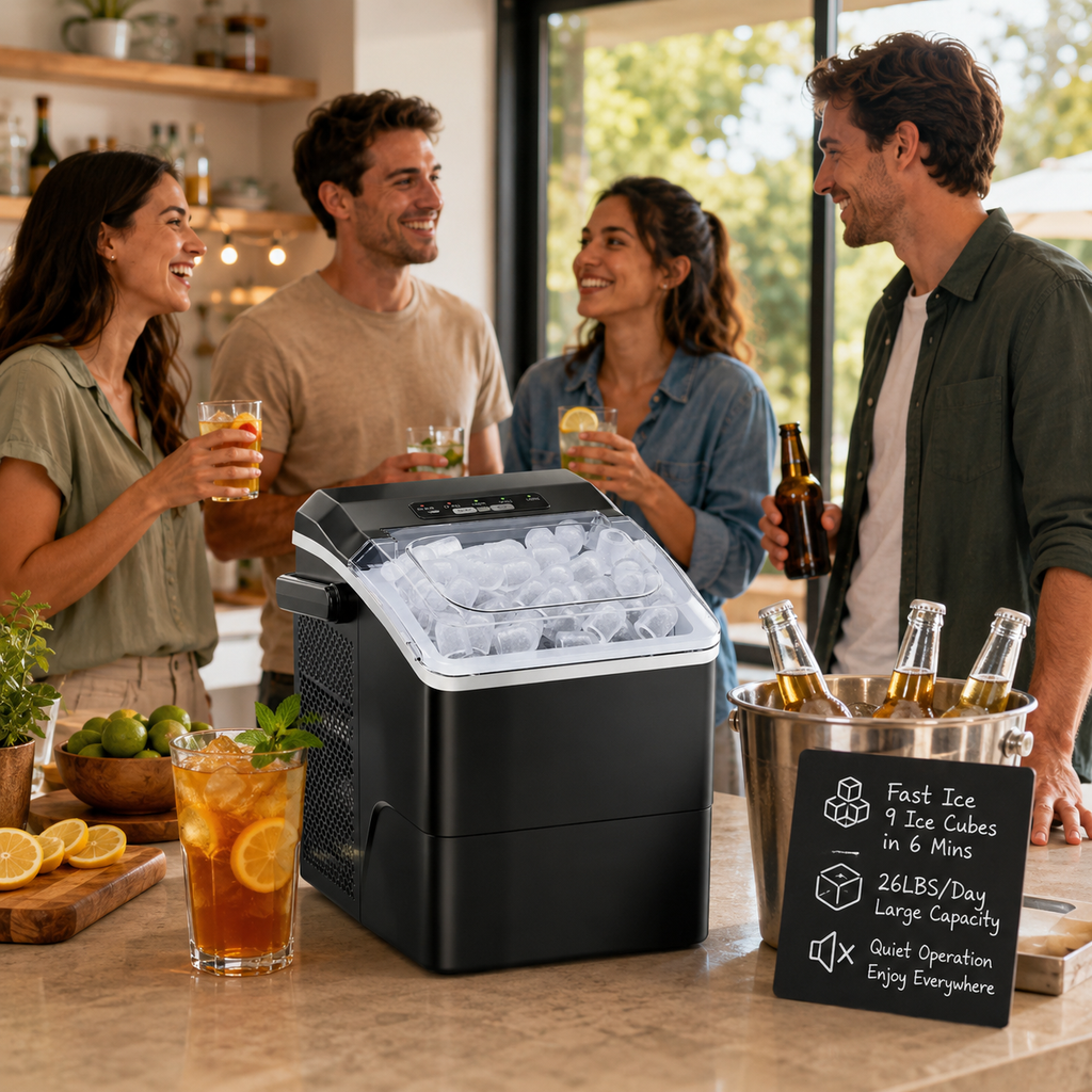 Compact Ice Cube Maker for Refreshing Beverages