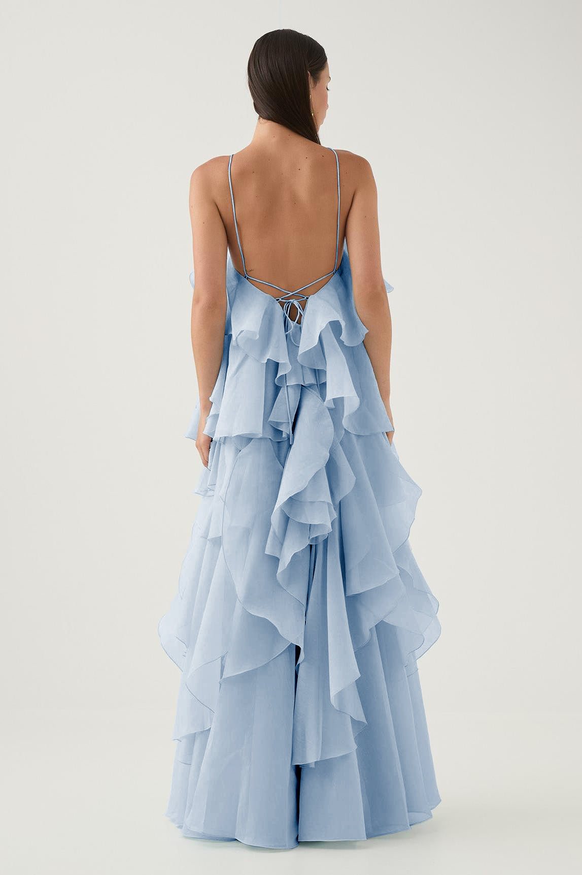Layered Ruffle Maxi Dress with Halter Neck for Women - Cecilia