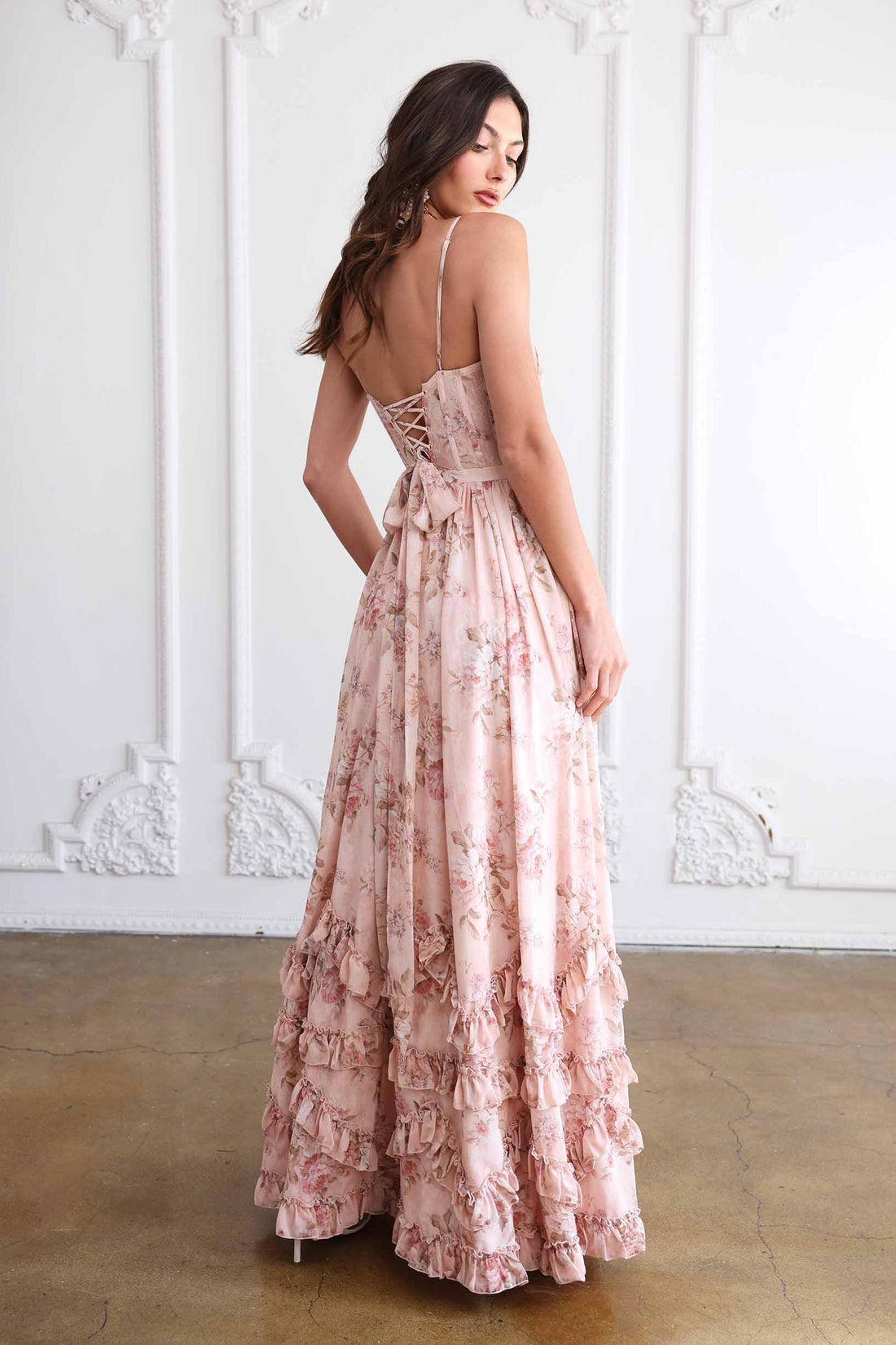 Floral Ruffle Maxi Dress with Side Slit for Women - Aurora