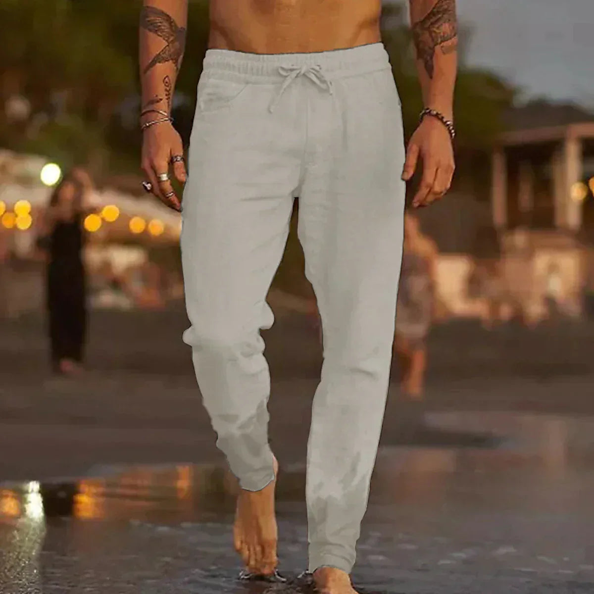 Men Drawstring Summer Trousers | with Pockets