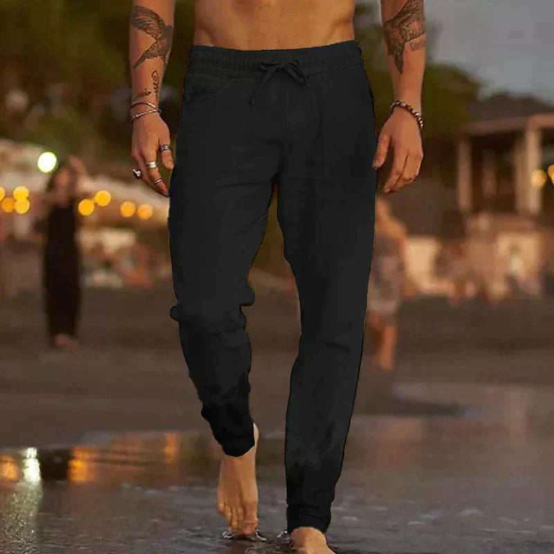 Men Drawstring Summer Trousers | with Pockets