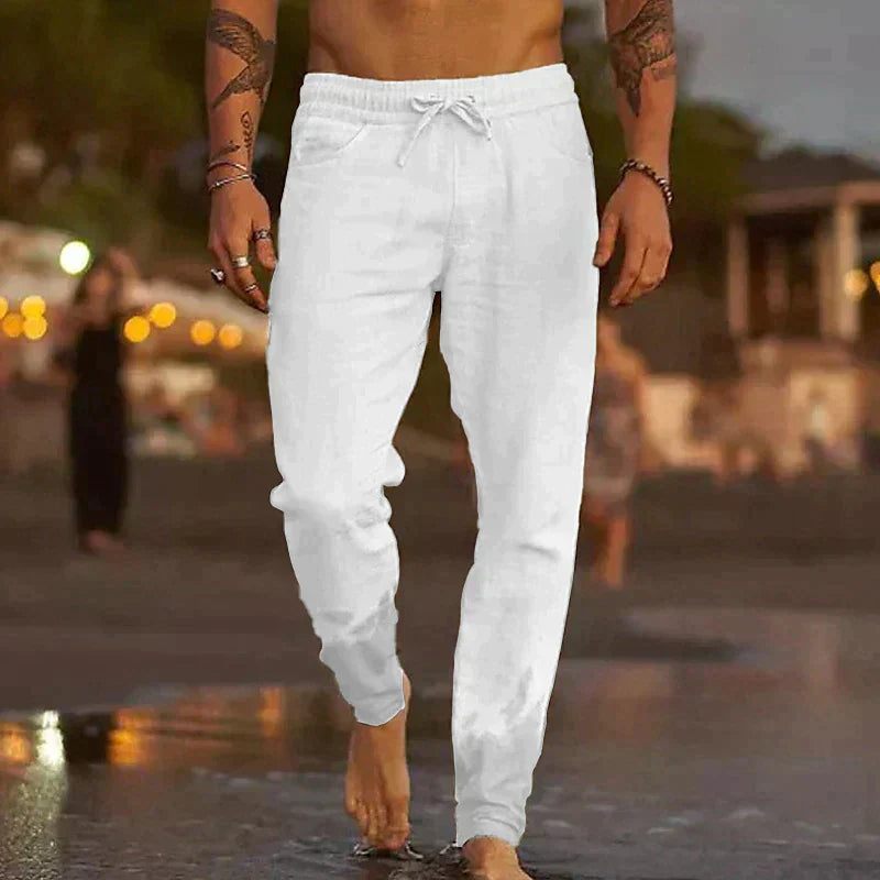 Men Drawstring Summer Trousers | with Pockets