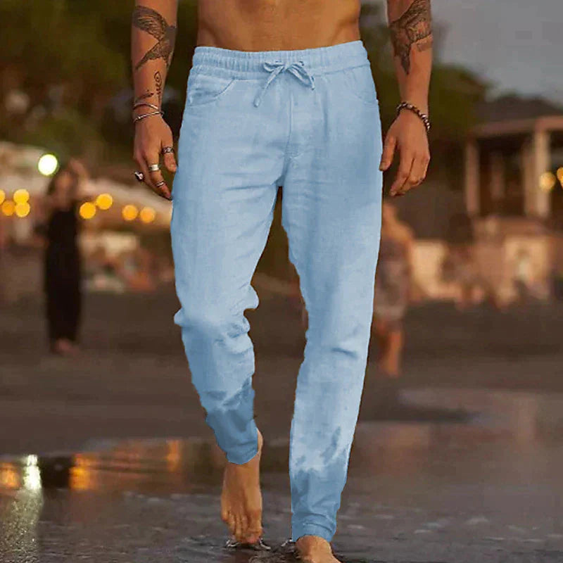 Men Drawstring Summer Trousers | with Pockets