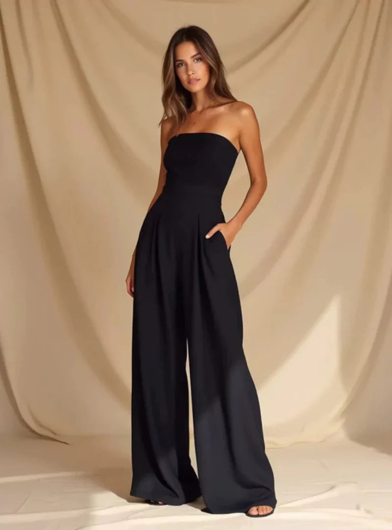 Casual Strapless Wide Leg Jumpsuit for Women