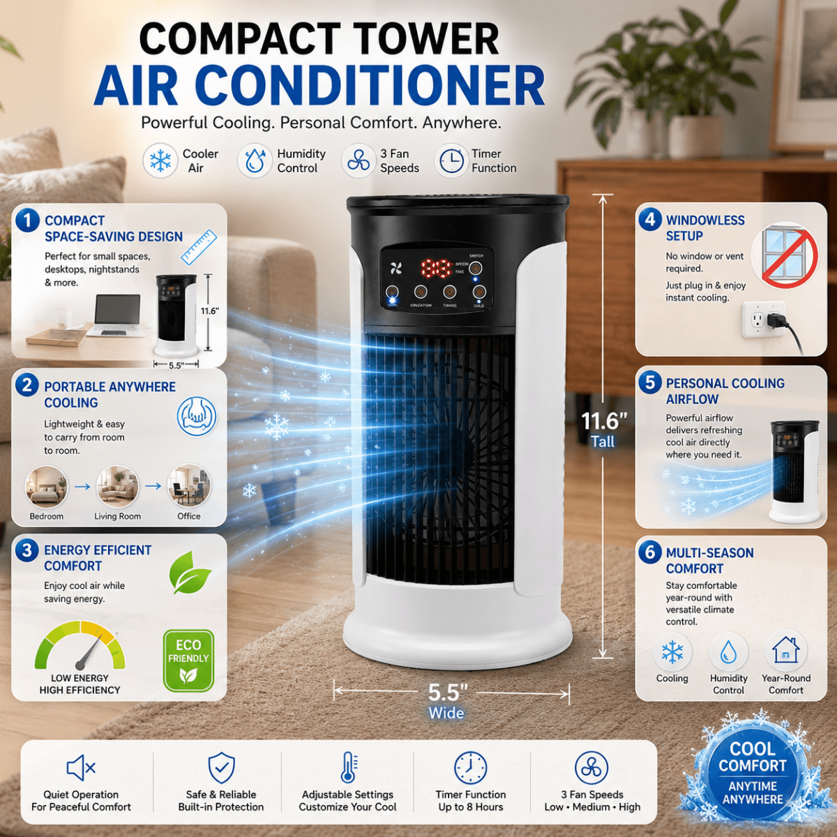 Compact Air Conditioner for Efficient Cooling in Apartments and Offices