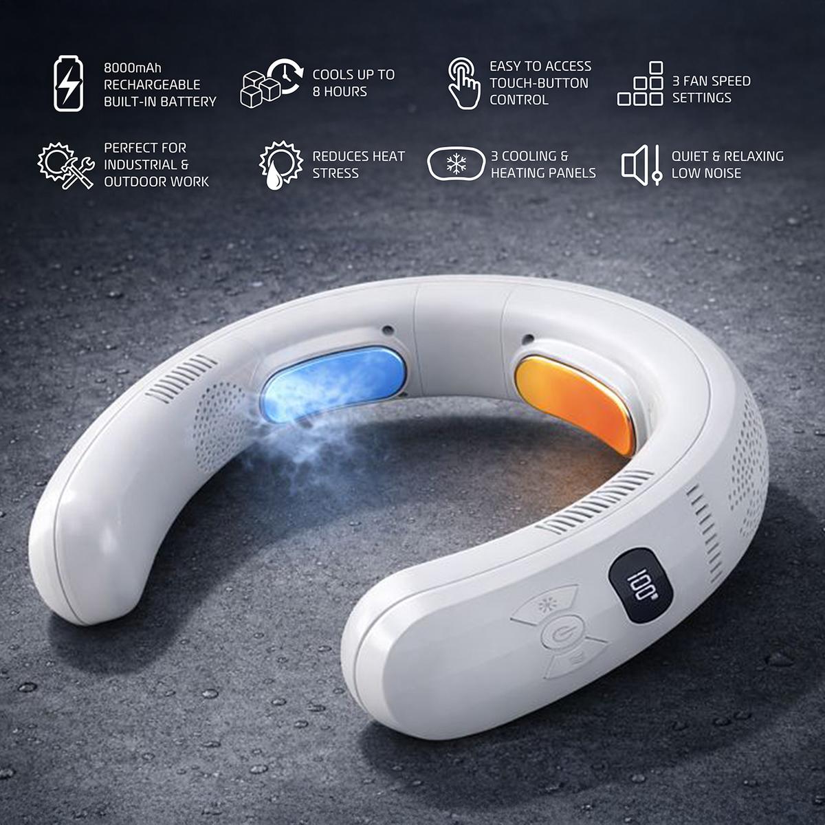 3-Zone Neck Cooler and Heater, Versatile Wearable Neck Fan for All Weather