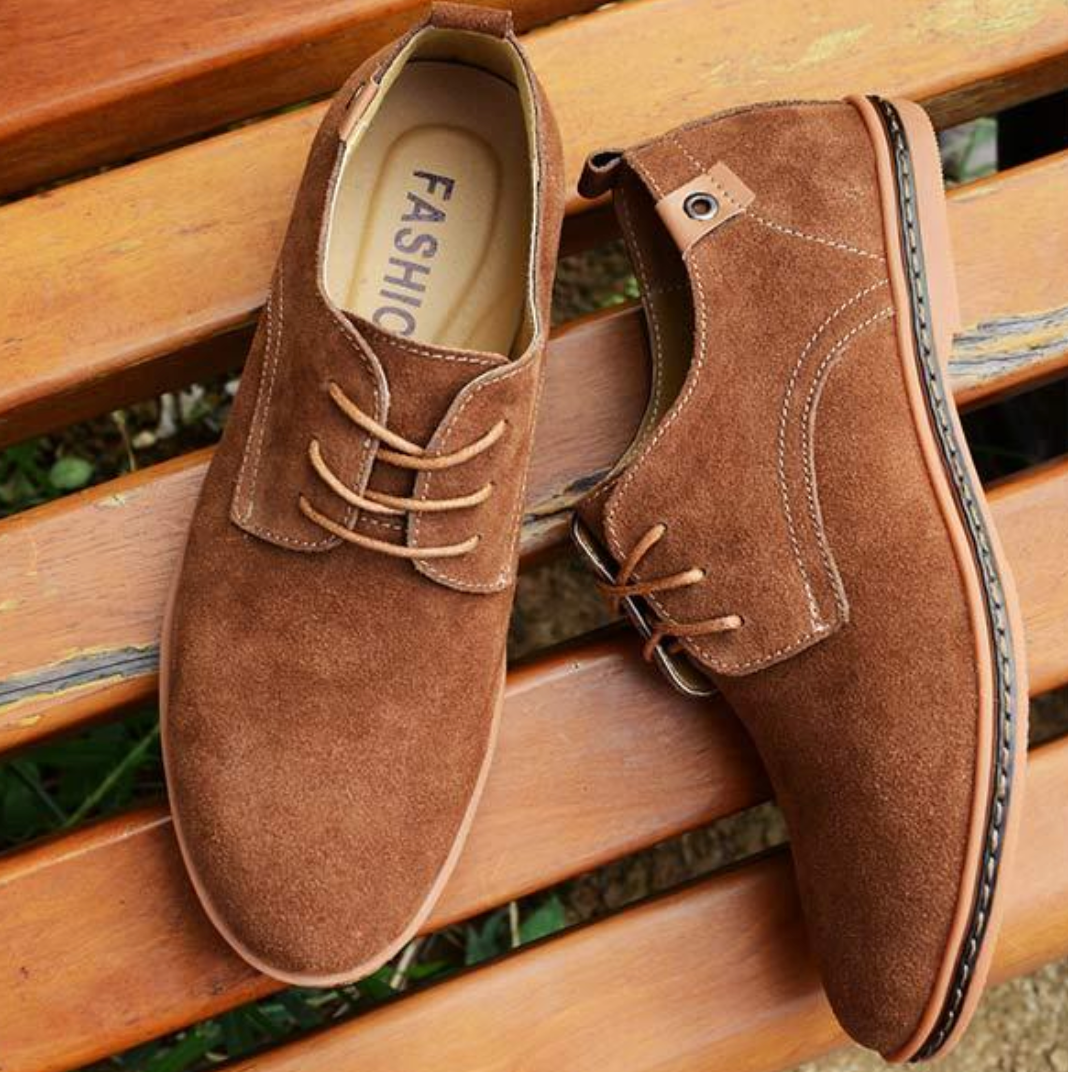 Men's Suede Lace-Up Oxford Loafers