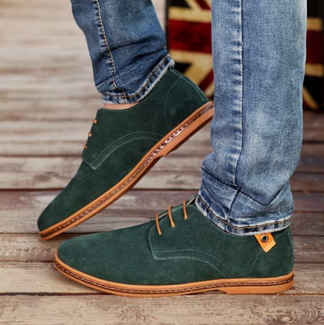 Men's Suede Lace-Up Oxford Loafers