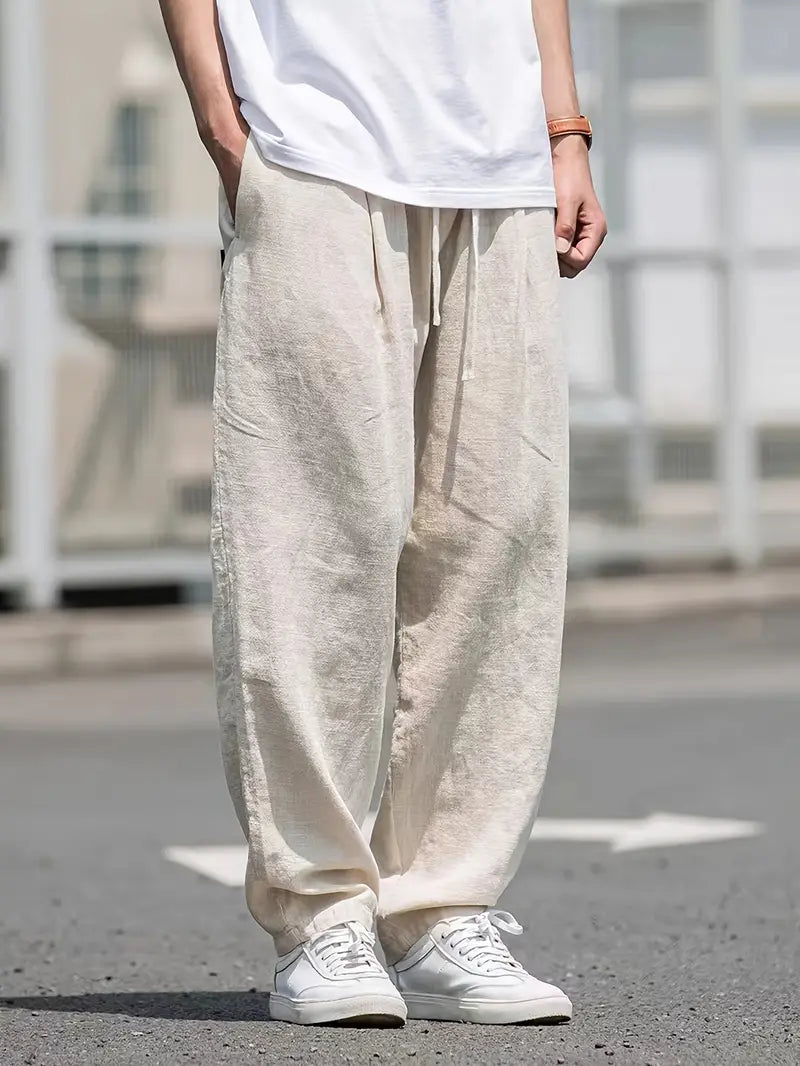Men's Casual Baggy Linen Pants for Summer