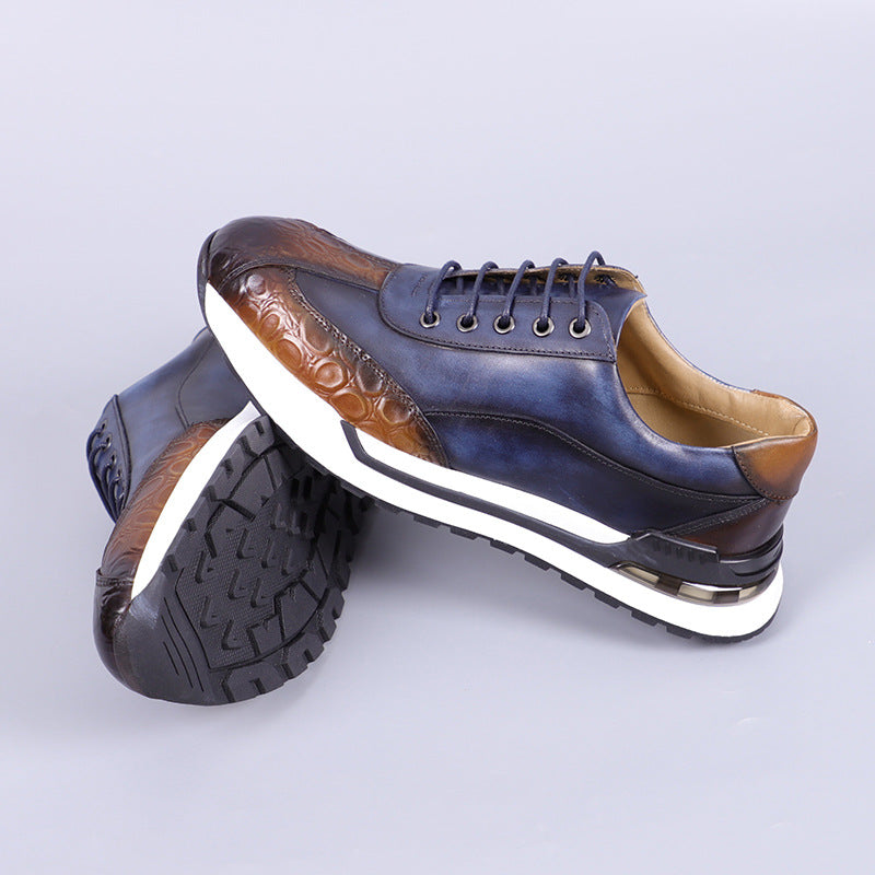 Men's Casual Low-Top Sneakers | with Crocodile Pattern