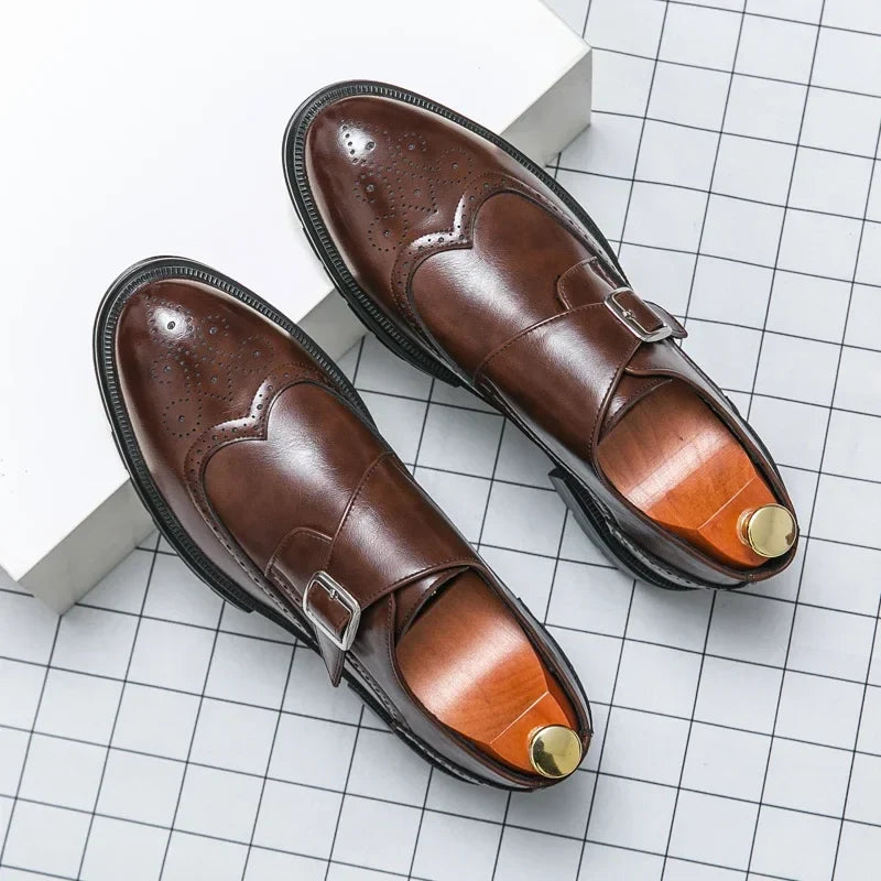 Men's Brogue Monk Strap Dress Shoes | Wingtip