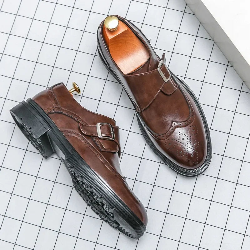 Men's Brogue Monk Strap Dress Shoes | Wingtip