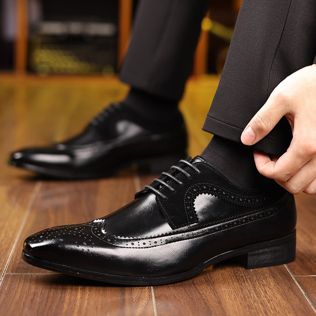 Men's Wingtip Brogue Oxford Dress Shoes | Pointed Toe