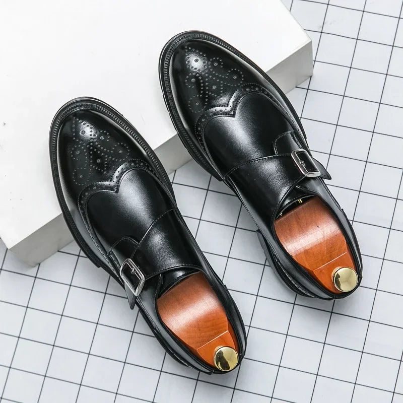 Men's Brogue Monk Strap Dress Shoes | Wingtip