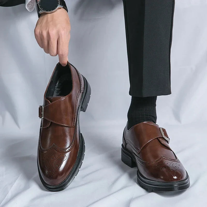 Men's Brogue Monk Strap Dress Shoes | Wingtip