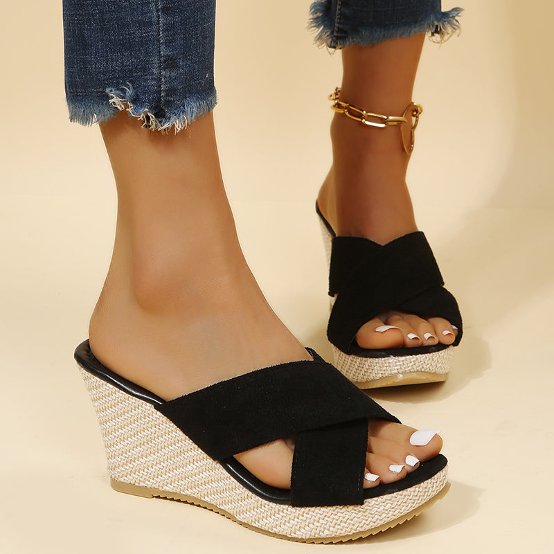 Women’s Criss-Cross Strap Wedge Sandals | Open Toe