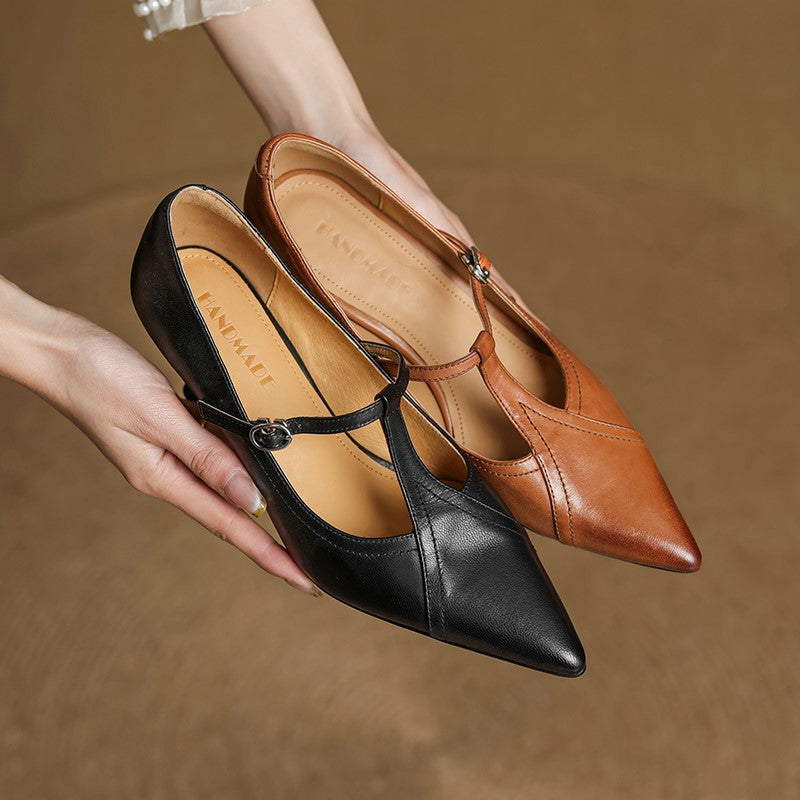 Women’s Vintage Pointed Toe T-Strap Pumps | Stiletto Heel