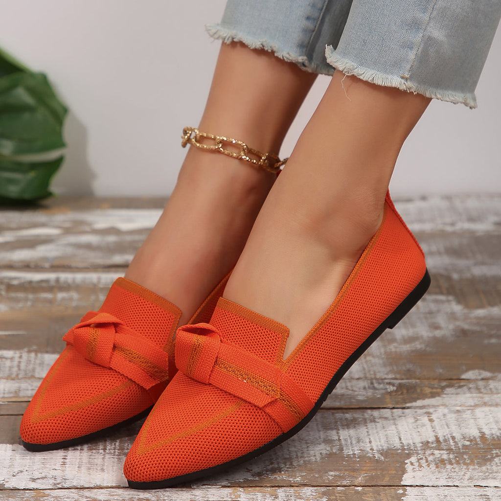 Women's Slip-On Pointed Toe Ballet Flats | with Knot Accent