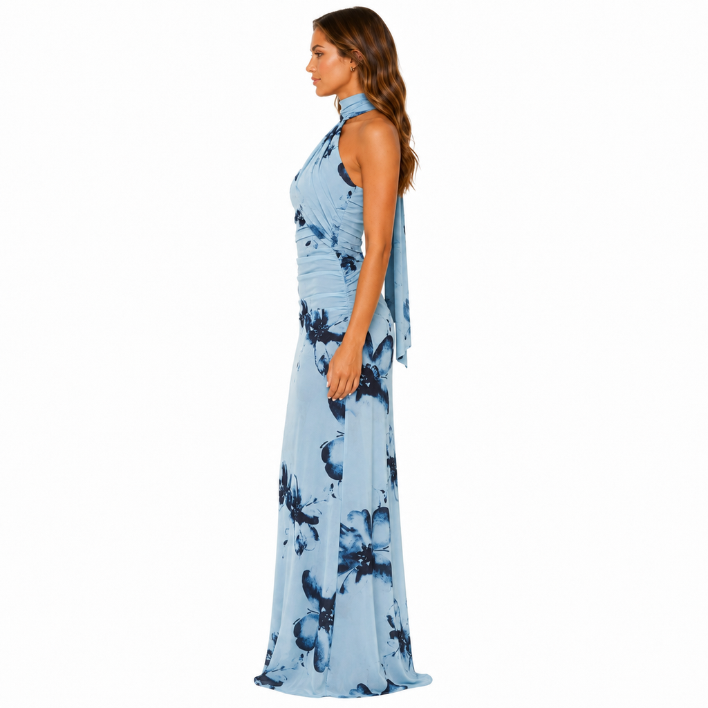 Maxi Dress - Blue Black Floral