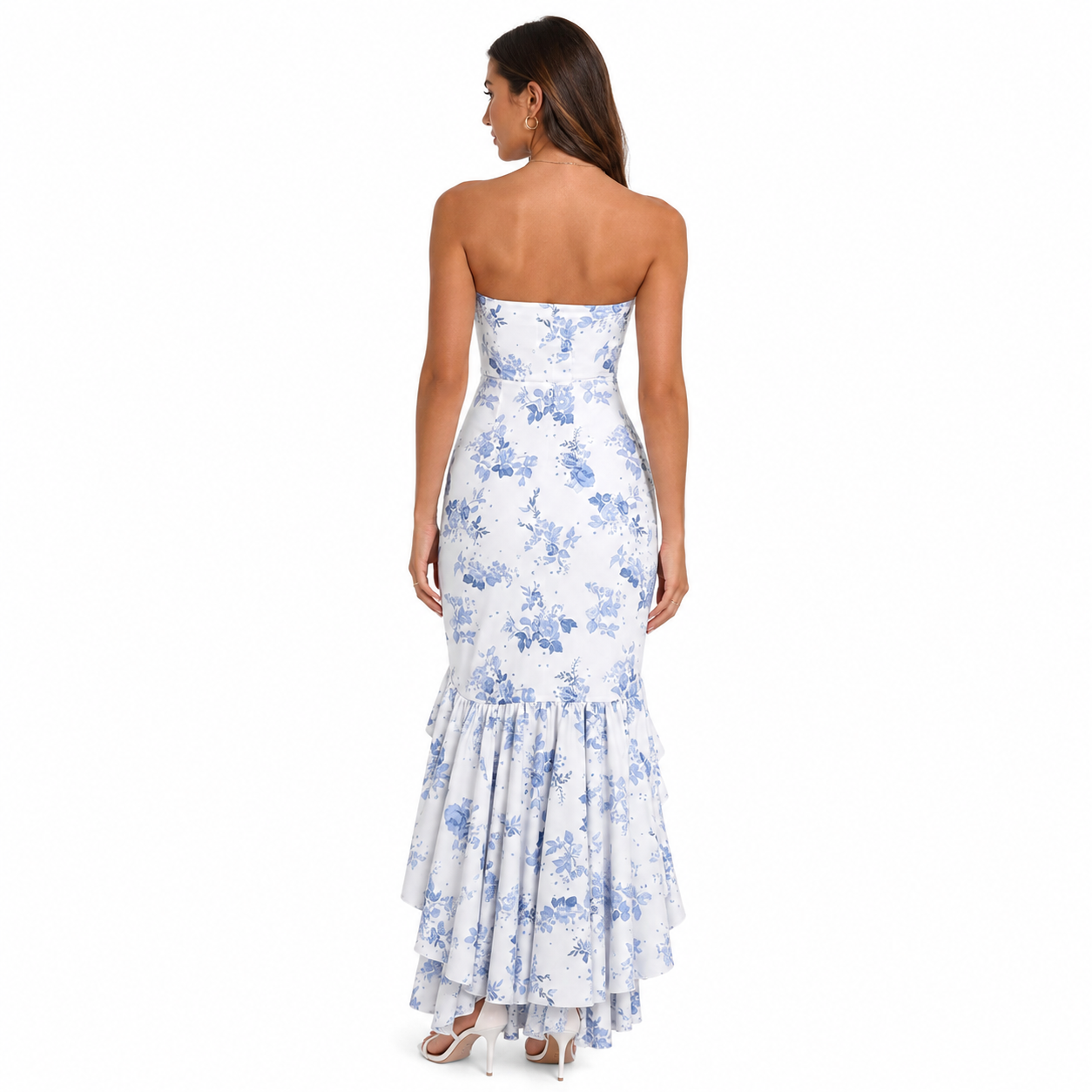Maxi Dress - Blue Floral Print