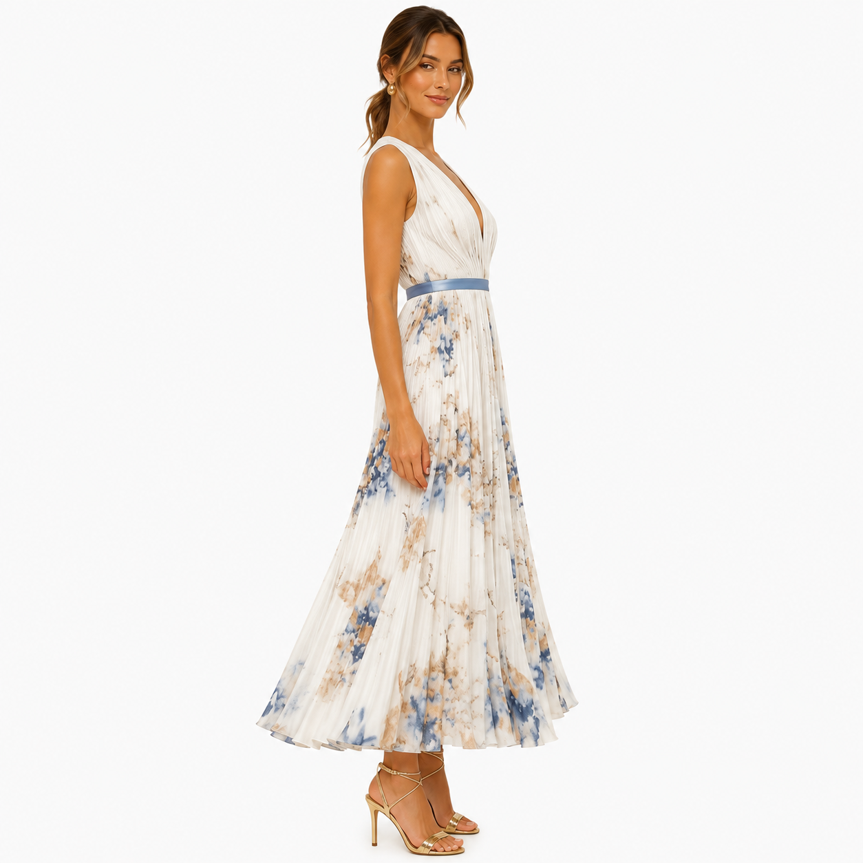 Maxi Pleated Dress for Wedding Guests - Women's